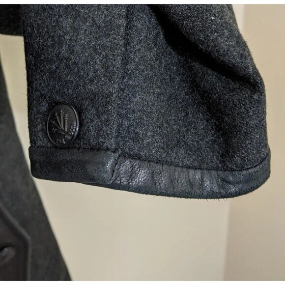Rag & Bone Women Coat Double Breasted Gray Wool Lamb Leather Preppy Medium - Picture 6 of 12